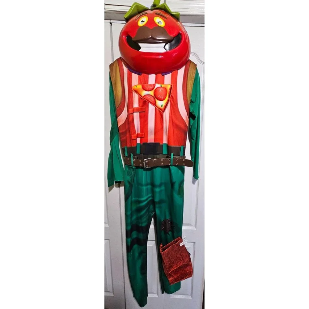 Fortnite TomatoHead Adult Costume Tomato Head Mask Belt Mens Spirit Halloween